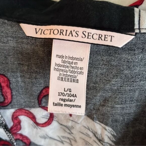 Victoria’s Secret- Midnight Swans Long Pajama Set, Black Button Down, Large - Picture 4 of 10